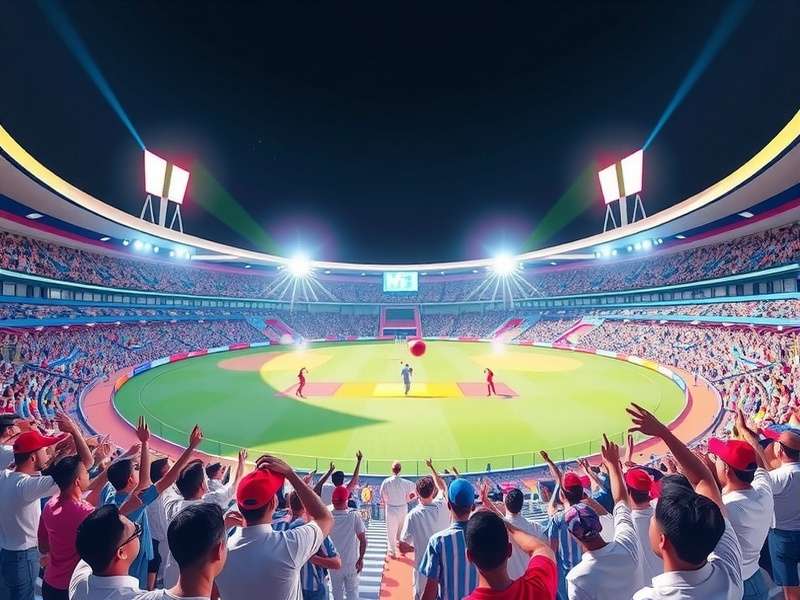 VR Cricket Super League Stadium with Crowd Cheering
